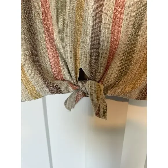 W5 Women's Medium Tie Front Top Fall Autumn Cottagecore Boho Retro - Picture 3 of 8